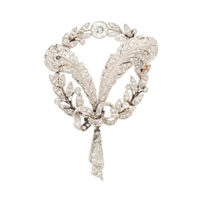 EDWARDIAN, PLATINUM AND DIAMOND FEATHER  BROOCH