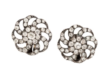 EARLY VICTORIAN, SILVER-TOPPED GOLD AND DIAMOND EARRINGS