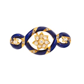VICTORIAN, ENAMEL AND DIAMOND BROOCH