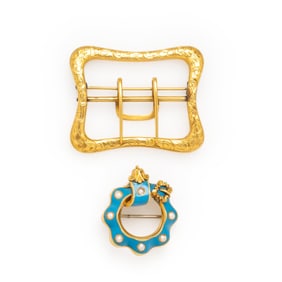 VICTORIAN, COLLECTION OF YELLOW GOLD BUCKLE BROOCHES