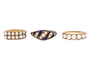 ANTIQUE, COLLECTION OF YELLOW GOLD AND SEED PEARL RINGS