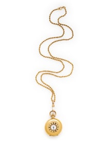 YELLOW GOLD POCKET WATCH AND CHAIN
