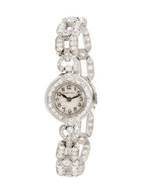 TIFFANY & CO., ANTIQUE, DIAMOND AND PLATINUM WATCH