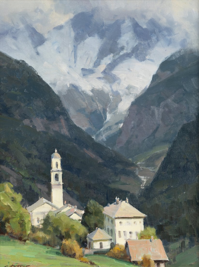 Clyde Aspevig (American, b. 1951) View of Soglio, Switzerland, 1994