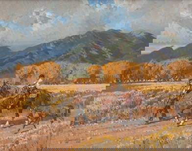 Wayne Wolfe (American, b. 1945) Going Solo, 1989: Wayne Wolfe (American, b. 1945) Going Solo, 1989 oil on board signed WAYNE WOLFE / NAWA and dated (lower left) 24 x 30 inches Property from the Collection of a Missouri Company This lot is located in