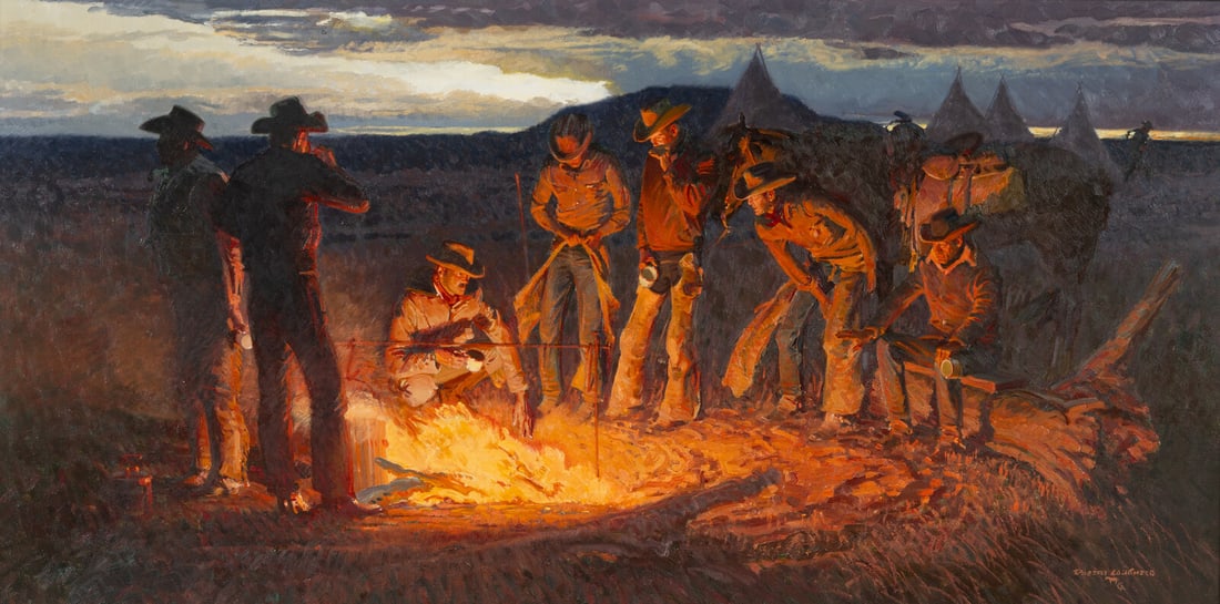 Robert Lougheed (American, 1910-1982) Silence Hangs on the Morning Chill, 1972: Robert Lougheed (American, 1910-1982) Silence Hangs on the Morning Chill, 1972 oil on Masonite signed Robert Lougheed (lower right, with artist's cipher); signed, titled, and dated (on the reverse) 25