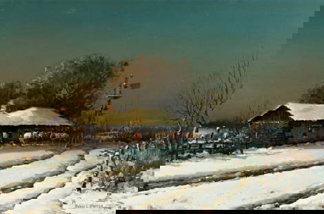 Melvin Warren (American, 1920-1995) Early Days at Fort Stockton, 1969: Melvin Warren (American, 1920-1995) Early Days at Fort Stockton, 1969 oil on canvas signed Melvin C. Warren CA and dated (lower right); signed, titled, and dated (on the reverse) 24 x 36 inches. This