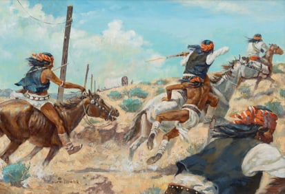 Joe Beeler (American, 1931-2006) Attack On The Telegraph Line