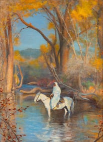 Bert Geer Phillips (American, 1868-1956) Evening Light on the Pueblo