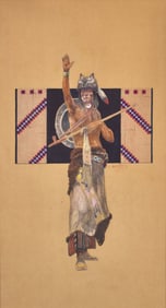 Olaf C. Seltzer (American, 1877-1957) Indian in Wolf Head, 1910