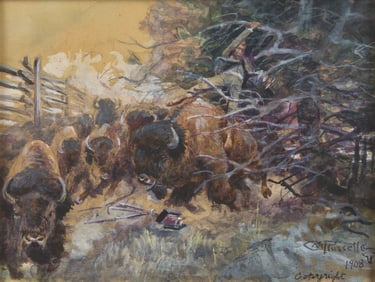 Charles Marion Russell (American, 1864-1926) A Close Call, 1908