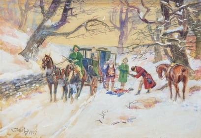 Charles Marion Russell (American, 1864-1926) Holdup on the Boston Road, 1907