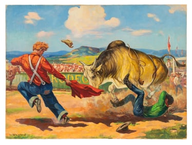 Olaf Wieghorst (American/Danish, 1899-1988) Rodeo Riders Don't Quit