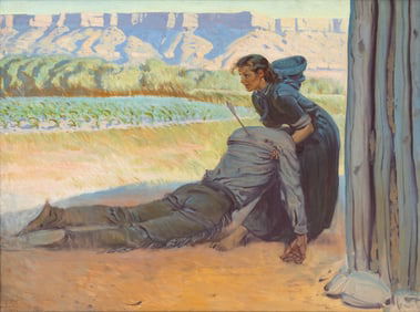 Harold von Schmidt (American, 1893-1982) Josie Belle's Hands  Levered at His Armpits, Dragging Him