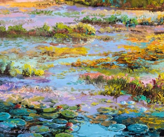 Thomas de Decker (American, b. 1951) Lily Pads and Flowers, 2025