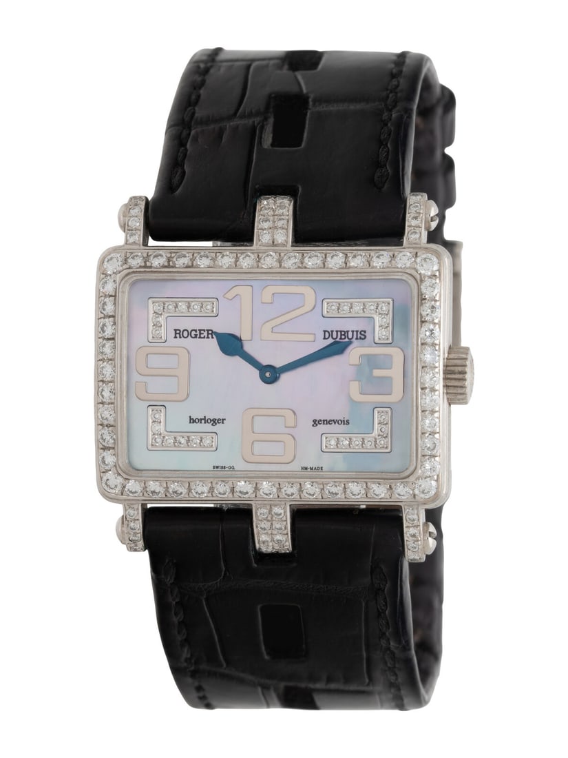 ROGER DUBUIS, 18K WHITE GOLD, DIAMOND, AND MOTHER-OF-PEARL DIAL 'TOO MUCH' WATCH (1 of 3)