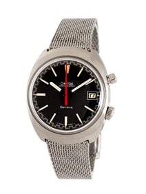 OMEGA, REF. 146.009 STAINLESS STEEL 'CHRONOSTOP' FLYBACK CHRONOGRAPH DATE WATCH, ORIGINAL OMEGA MESH