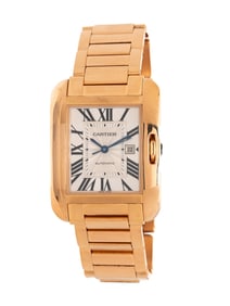 CARTIER, REF. 3508 18K ROSE GOLD 'TANK ANGLAISE' AUTOMATIC DATE WATCH, BOX & BOOKLETS