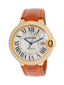CARTIER, REF. 2998 18K YELLOW GOLD WITH FACTORY DIAMOND BEZEL 'BALLON BLEU' DATE WATCH
