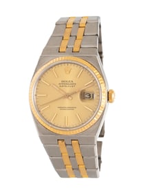 ROLEX, REF. 17013 YELLOW GOLD AND STAINLESS STEEL 'DATEJUST OYSTERQUARTZ', BOX & PAPERS