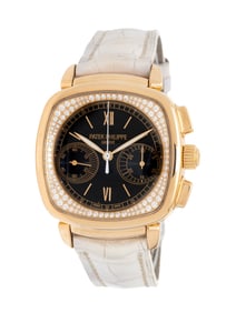 PATEK PHILIPPE, REF. 7071R 18K ROSE GOLD WITH FACTORY DIAMOND DIAL CHRONOGRAPH WATCH, BOX & PAPERS