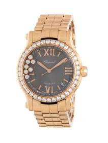 CHOPARD, REF. 4808 18K ROSE GOLD AND DIAMOND 'HAPPY SPORT' WATCH, BOX
