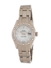 ROLEX, REF. 80319 18K WHITE GOLD 'PEARLMASTER' 'LADY-DATEJUST' WATCH WITH MOTHER-OF-PEARL FACTORY