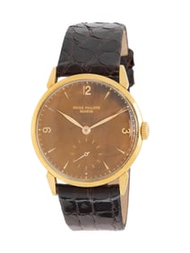 PATEK PHILIPPE, REF. 1578 18K YELLOW GOLD 'CALATRAVA' 'GENERAL MOTORS' WATCH WITH RARE 'TROPICAL'