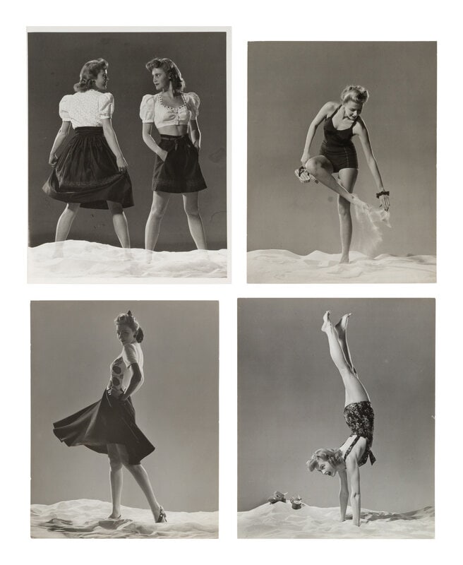 Gjon Mili (American, 1904–1984) A Group of Four Fashion Shots for Life Magazine, 1941; printed: Gjon Mili (American, 1904–1984) A Group of Four Fashion Shots for Life Magazine, 1941; printed ca. 1941 gelatin silver print each bearing artist's stamp in red and Time Inc. stamp in black, vers