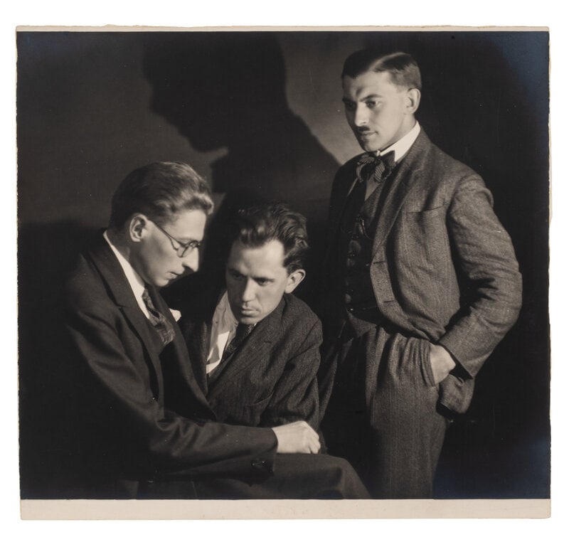 Josef Sudek (Czech, 1896–1976) Jaromír Funke, Josef Sudek, Adolf Schneeberger, 1923-25: Josef Sudek (Czech, 1896–1976) Jaromír Funke, Josef Sudek, Adolf Schneeberger, 1923-25 gelatin silver print unsigned 9 1/8 x 10 1/4 inches. Property from the Museum of Fine Arts, H