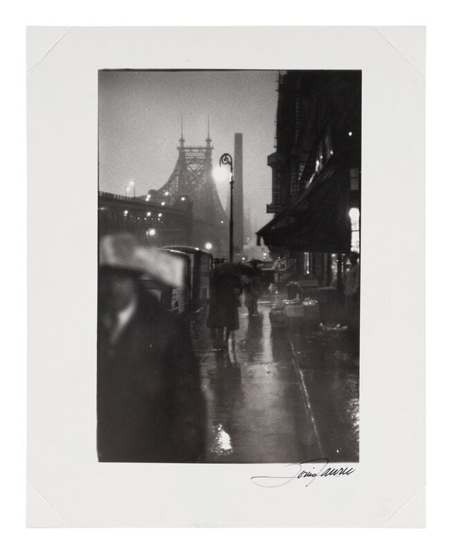 Louis Faurer (American, 1916-2001) Looking Toward Queensboro Bridge, New York, New York, 1948; print: Louis Faurer (American, 1916-2001) Looking Toward Queensboro Bridge, New York, New York, 1948; printed 1979 gelatin silver print signed in black ink, lower right; signed, titled, and dated in ink and