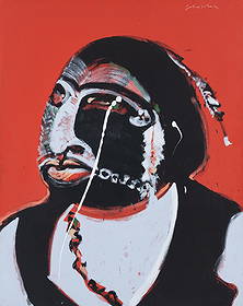 Fritz Scholder (Luiseño, 1937-2005) Insane Indian no. 25, 1972: Fritz Scholder (Luiseño, 1937-2005) Insane Indian no. 25, 1972 acrylic on canvas signed Scholder (upper right); titled, dated and inscribed (verso) 68 x 54 inches Property from the Collection of Barb