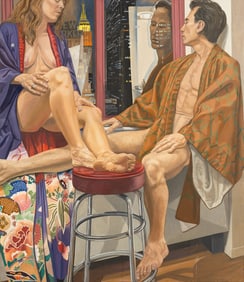 Philip Pearlstein (American, 1924-2022) Two Models with Empire State Building, Night, 1992