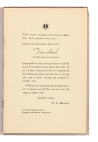 FAULKNER, William (1897-1962). Turn About. Ottawa: W.L. Massiah, 1939.