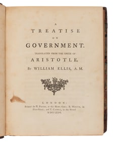 ARISTOTLE (384-332 BCE). A Treatise on Government. Translated from the Greek of Aristotle. William