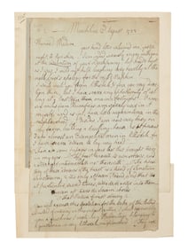 BURNS, Robert (1759-1796). Autograph letter signed ("Robt. Burns"), to Frances Dunlop (addressed as