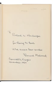 MALAMUD, Bernard (1914-1986). The Natural. New York: Harcourt, Brace and Company, 1952.