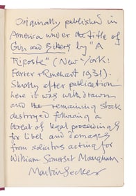 [MORDAUNT, Elinor (1872-1942) as:] "A. RIPOSTE." Full Circle. London: Martin Secker, 1931.