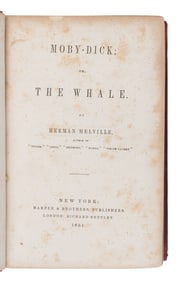 MELVILLE, Herman (1819-1891). Moby Dick, or, The Whale. New York: Harper & Brothers, 1851.