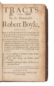 [SCIENCE & TECHNOLOGY]. BOYLE, Robert (1627-1691). Tracts Written by the Honourable Robert Boyle