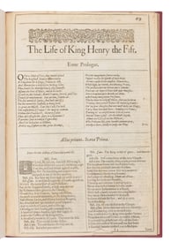 SHAKESPEARE, William (1564-1616). The Life of King Henry the Fifth. -- The first Part of King Henry