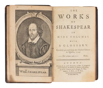 SHAKESPEARE, William (1564-1616). The Works of Shakespear...with a glossary. Carefully printed from