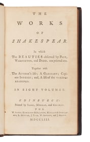 SHAKESPEARE, William (1564-161). The Works of Shakespear. In which the beauties observed by Pope,