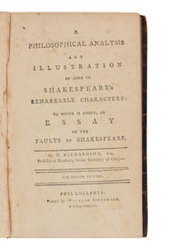 [SHAKESPEARE, William (1564-1616)]. -- RICHARDSON, William. A Philosophical Analysis and