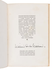 WILLIAMS, Carlos William (1883-1963). An Early Martyr. New York: The Alcestis Press, 1935.