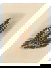 BODMER, Karl (1809-1893) Dacota Woman and Assiniboin Girl (Tab. 9).: BODMER, Karl (1809-1893) Dacota Woman and Assiniboin Girl (Tab. 9). From Travels in the Interior of North America, Coblenz, Paris, and London, 1839-1842. Aquatint engraving with hand-coloring by Desma