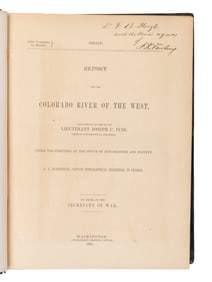 IVES, Joseph Christmas (1829-1868). Report Upon the Colorado River of the West, Under the Direction
