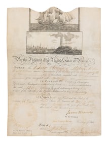 MONROE, James (1758-1831). Partly engraved document signed as President ("James Monroe"),