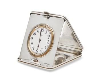 A Sterling Silver Travel Clock with Monogram for John Jacob Astor IV (1864-1912)