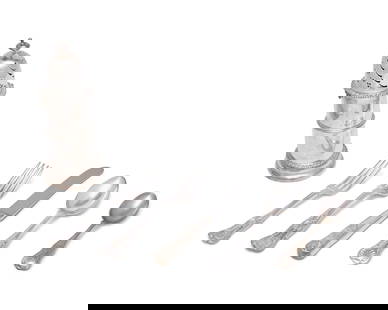 A Silver-Plated Flatware Service Monogrammed for John Jacob Astor IV (1864-1912): A Silver-Plated Flatware Service Monogrammed for John Jacob Astor IV (1864-1912) Gorham Mfg. Co., Providence, Rhode Island, Late 19th Century comprising eighteen dinner or luncheon knives of various